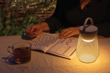 Logotrade corporate gift image of: Aurora RCS recycled plastic USB re-chargeable table lamp